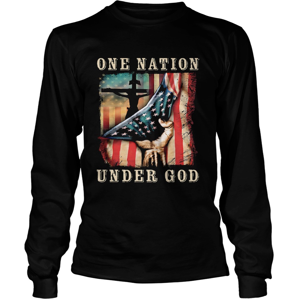One nation under god American flag veteran Independence Day Long Sleeve