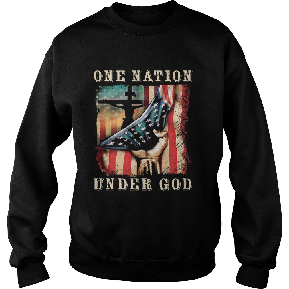 One nation under god American flag veteran Independence Day Sweatshirt