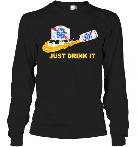 Pabst Blue Ribbon Beer Nike Just Drink It T-Shirt Long Sleeved T-shirt 