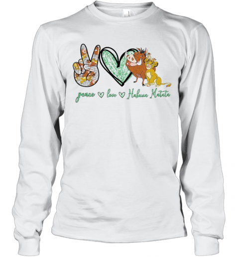 Peace Love Hakuna Matata T-Shirt Long Sleeved T-shirt 