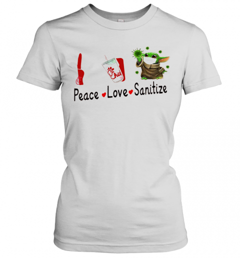 Peace Love Sanitize Baby Yoda Mask Covid 19 Chick Fil Logo T-Shirt Classic Women's T-shirt