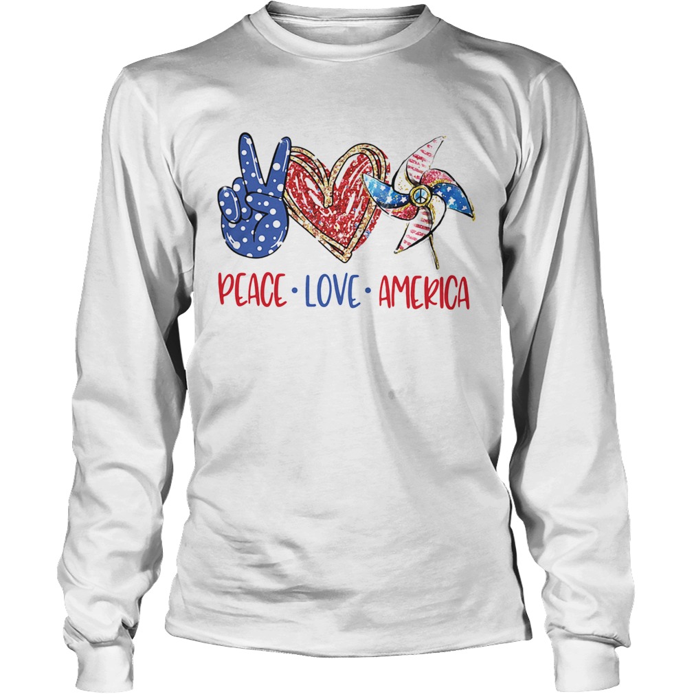 Peace love american flag independence day Long Sleeve