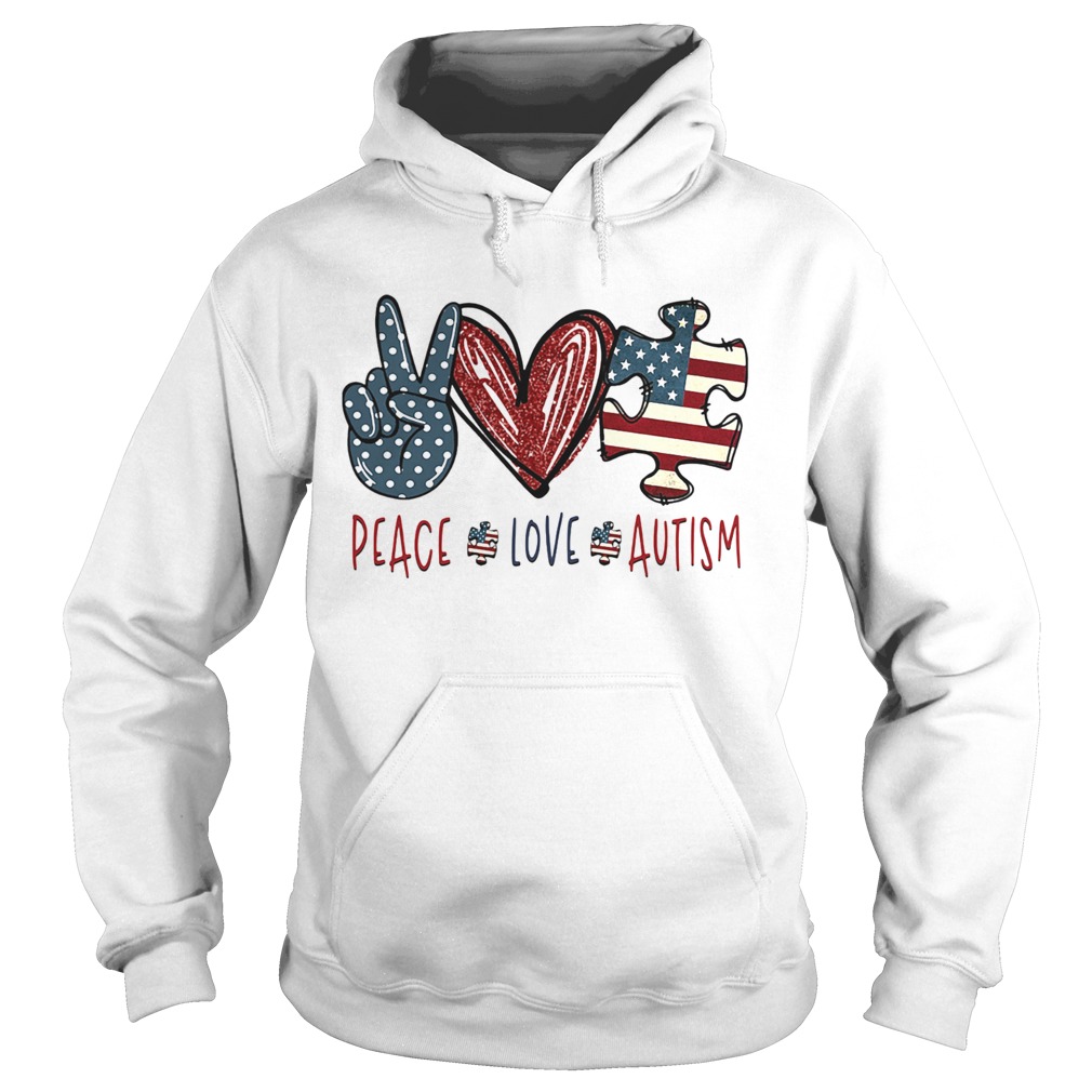Peace love autism American flag heart Hoodie