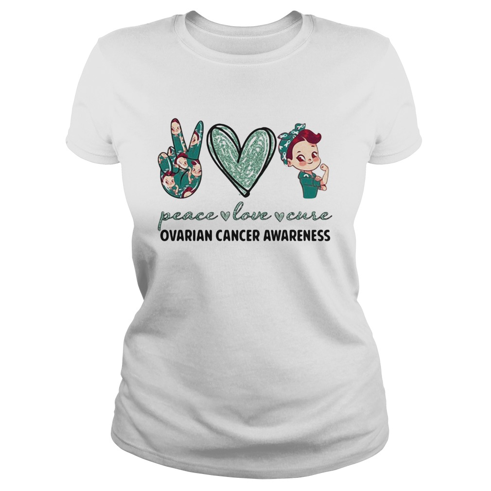 Peace love cure ovarian cancer awareness heart Classic Ladies