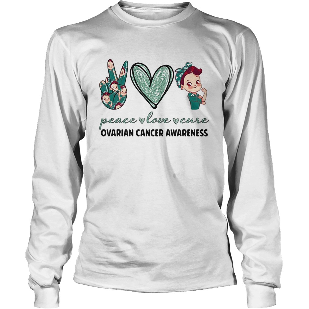 Peace love cure ovarian cancer awareness heart Long Sleeve