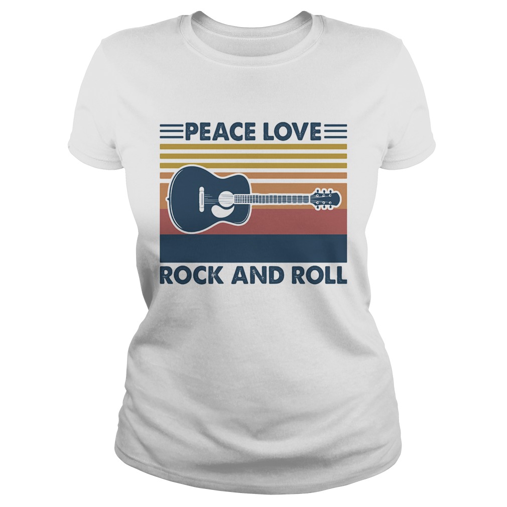 Peace love rock and roll guitar vintage Classic Ladies