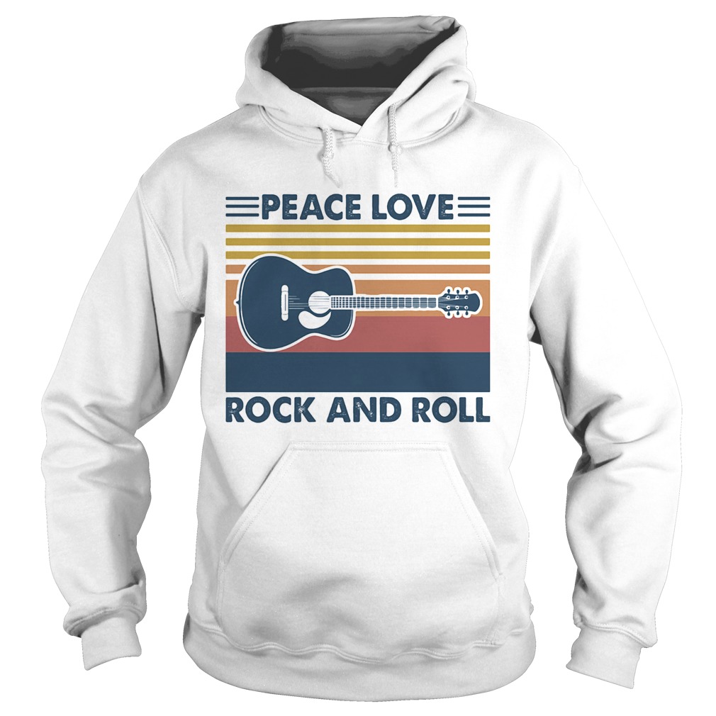 Peace love rock and roll guitar vintage Hoodie