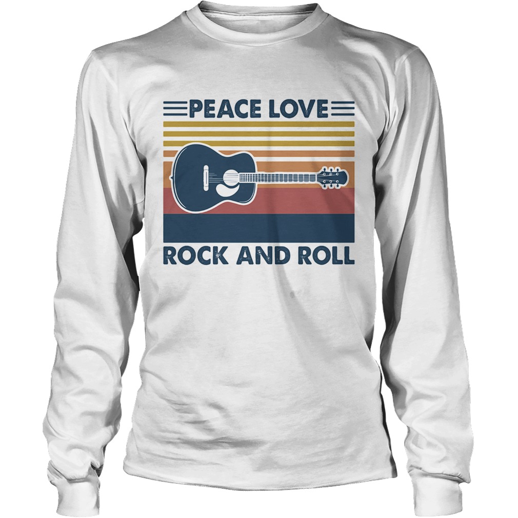 Peace love rock and roll guitar vintage Long Sleeve