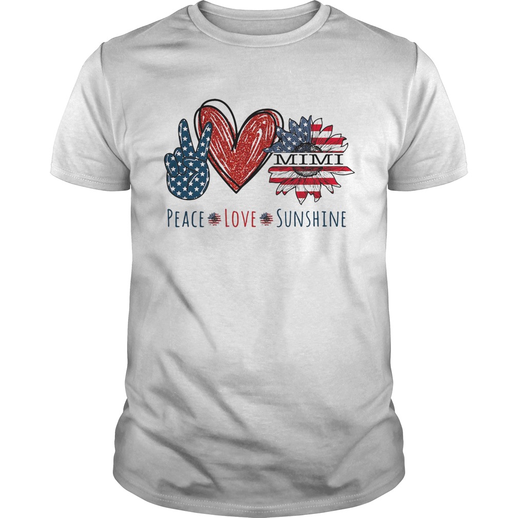 Peace love sunshine mimi sunflower heart American flag veteran Independence day shirt