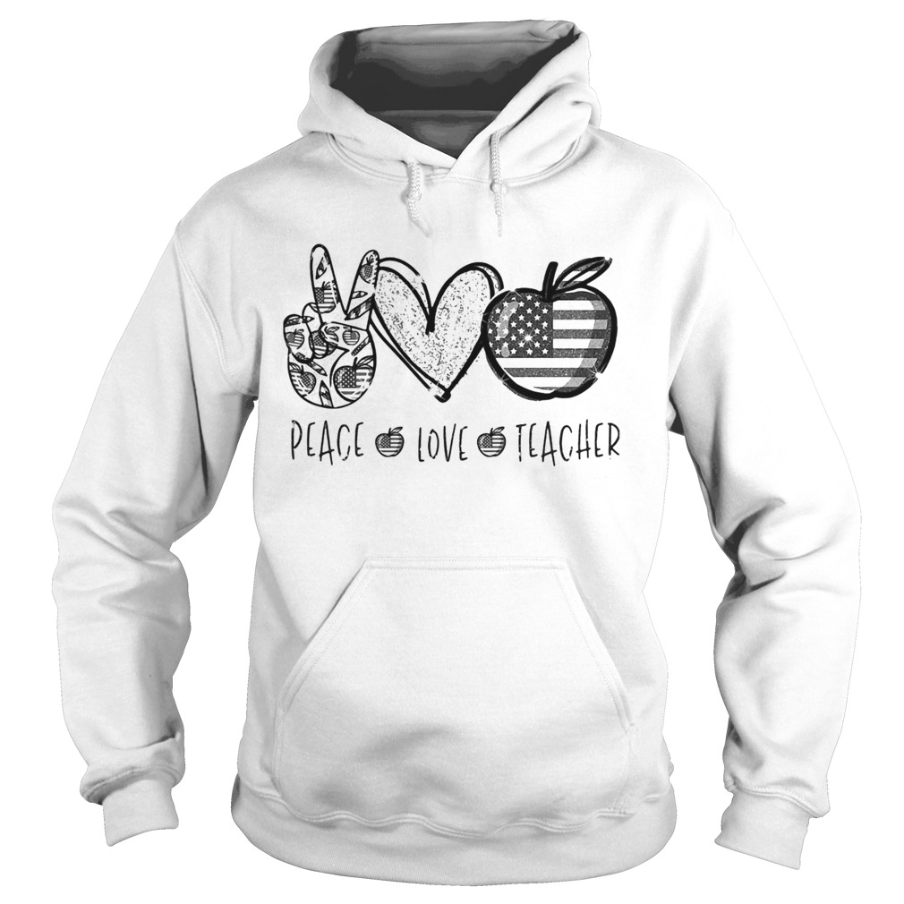 Peace love teacher american flag independence day Hoodie