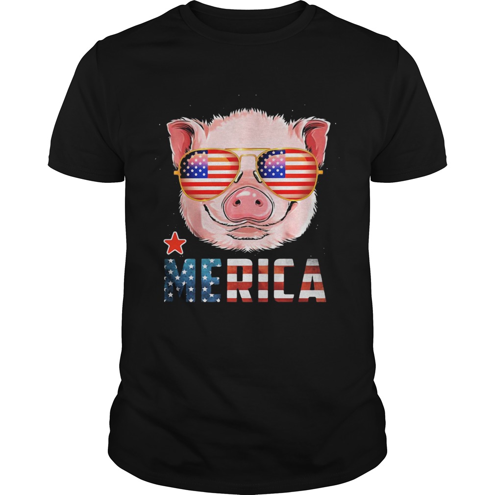Pig Cute Merica American Flag Star shirt