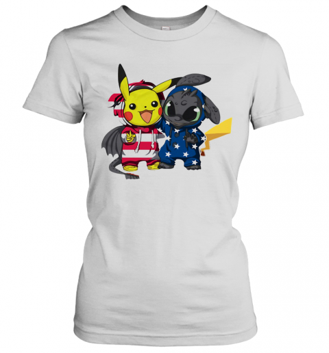 Pokemon And Toothless America 4Th Of July Independence Day T-Shirt Classic Women's T-shirt