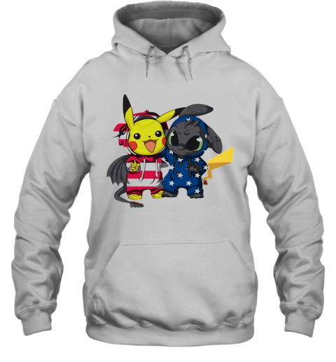 Pokemon And Toothless America 4Th Of July Independence Day T-Shirt Unisex Hoodie