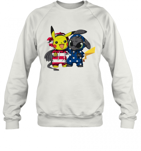 Pokemon And Toothless America 4Th Of July Independence Day T-Shirt Unisex Sweatshirt