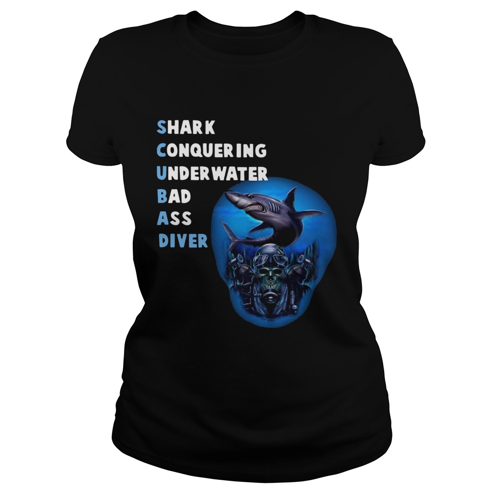 Quality Scuba Shark Conquering Underwater Badass Diver Classic Ladies