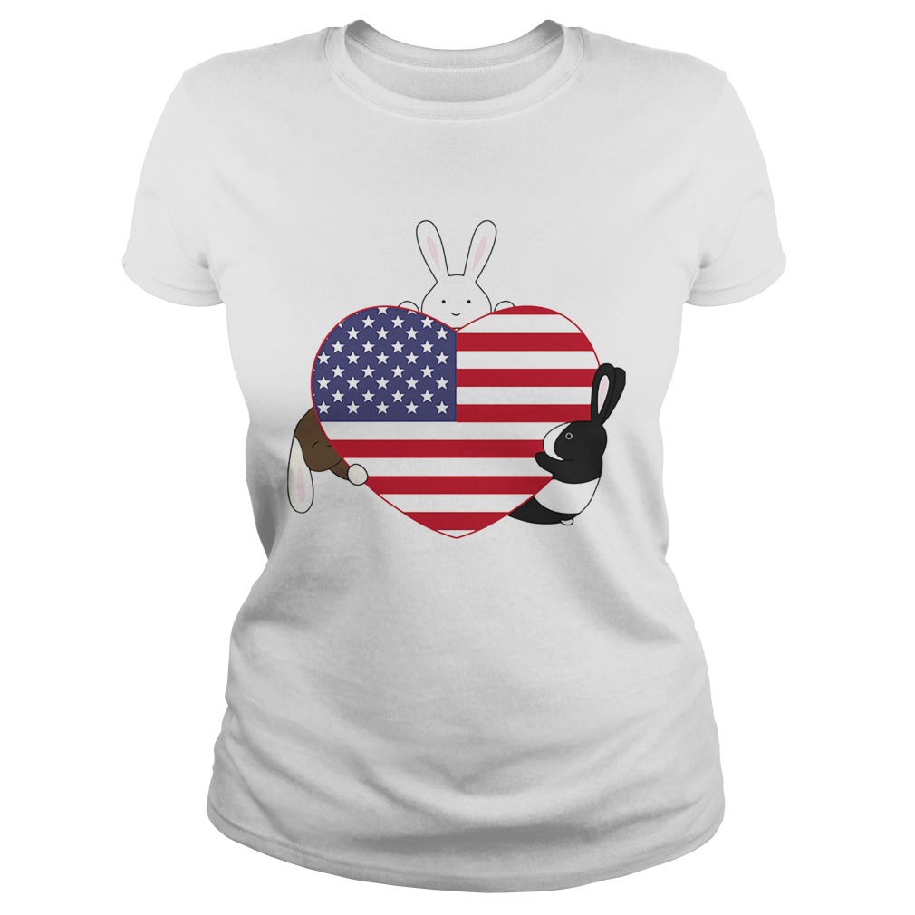 Rabbit hug heart american independence day Classic Ladies