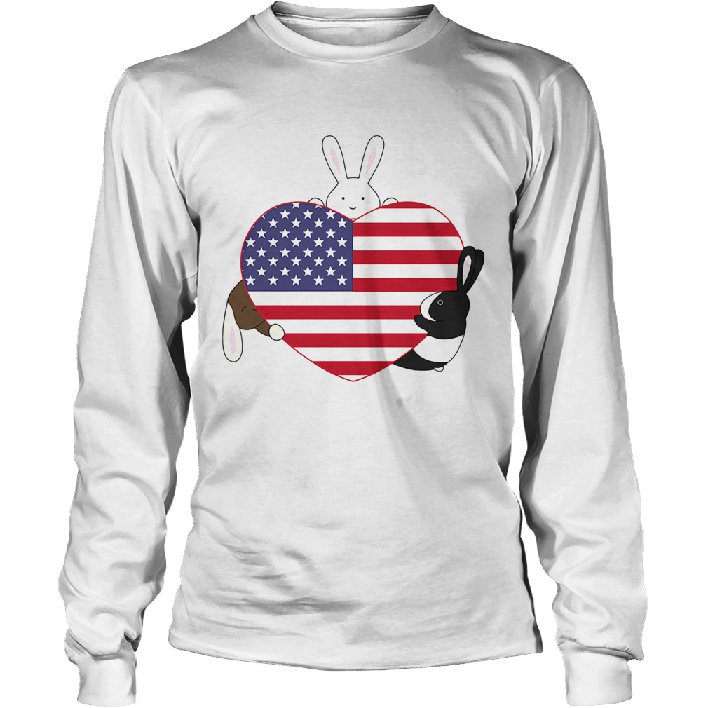 Rabbit hug heart american independence day Long Sleeve