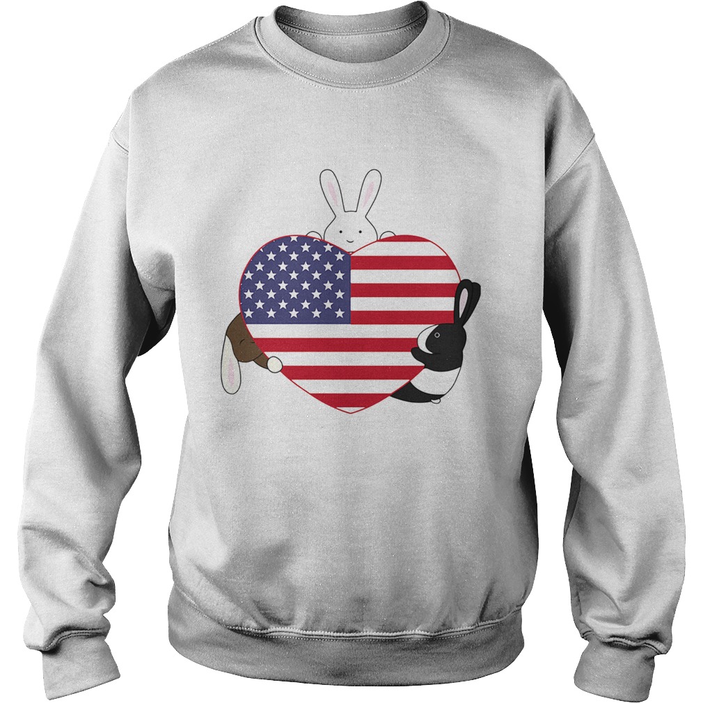 Rabbit hug heart american independence day Sweatshirt