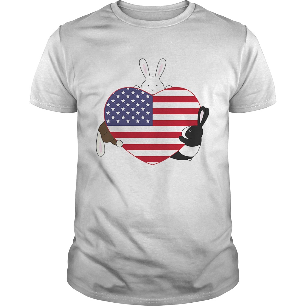 Rabbit hug heart american independence day shirt