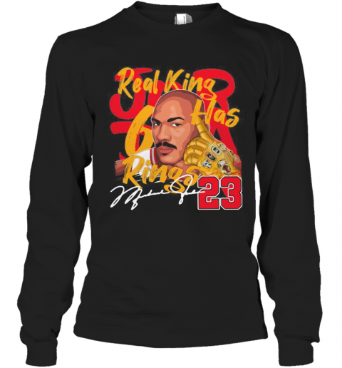Real King Rings Michael Jordan 23 Signature T-Shirt Long Sleeved T-shirt