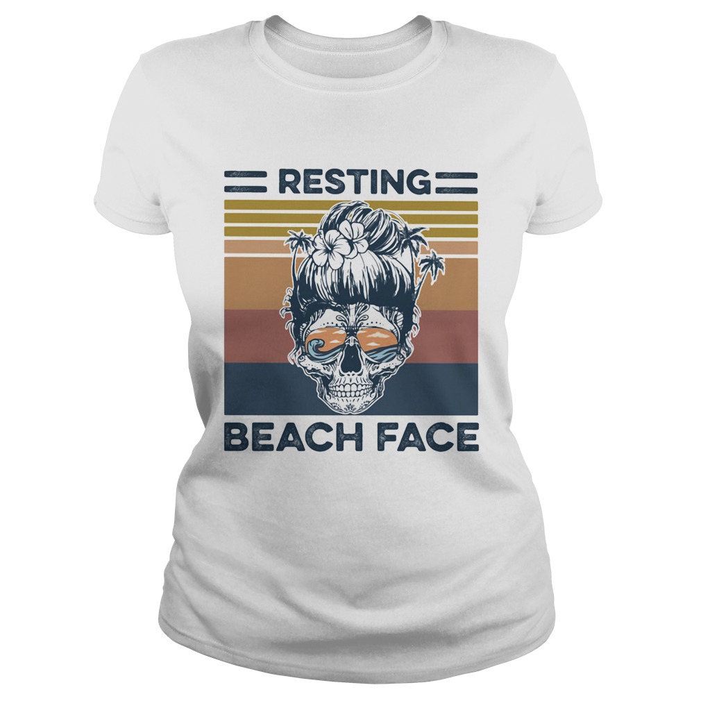 Resting beach face skull vintage retro Classic Ladies