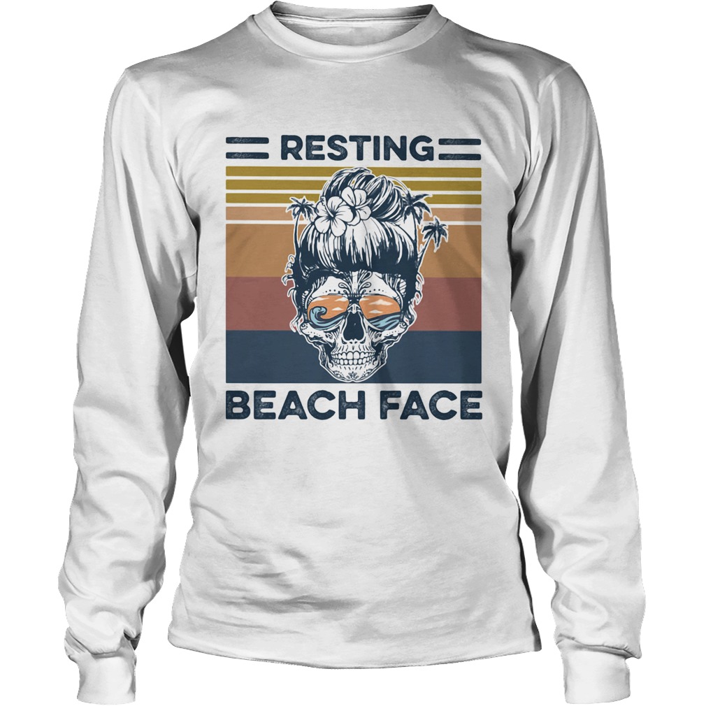 Resting beach face skull vintage retro Long Sleeve