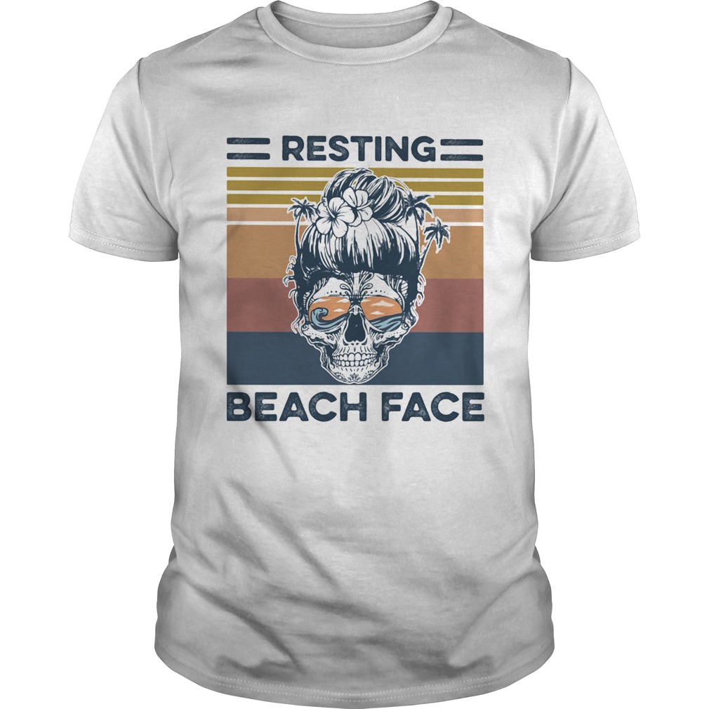 Resting beach face skull vintage retro shirt