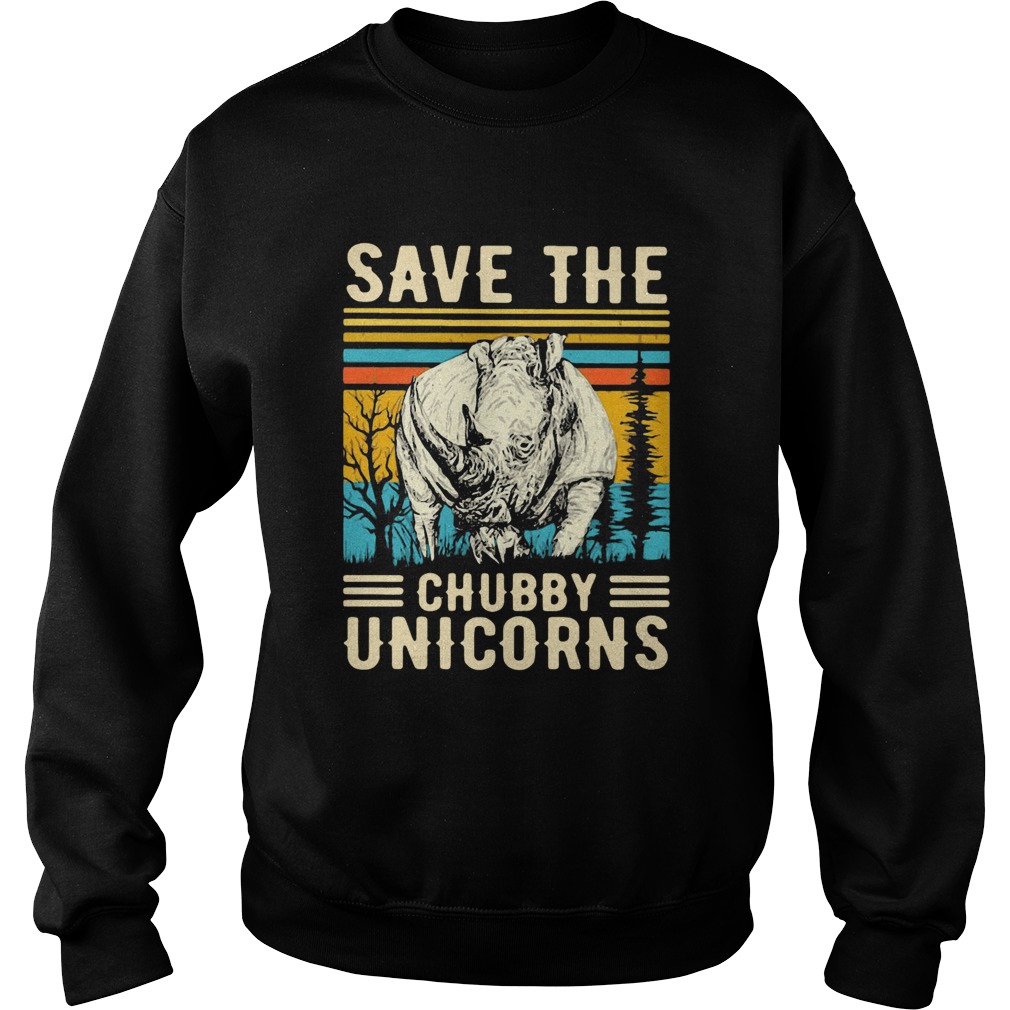 Rhino Save The Chubby Unicorns Vintage Retro Sweatshirt