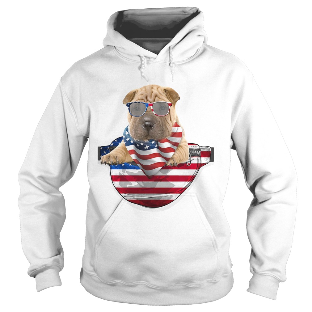 Shar pei waist pack american flag independence day Hoodie