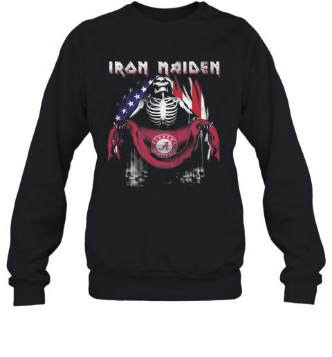 Skeleton Iron Maiden Alabama Crimson Tide Logo American Flag Independence Day T-Shirt Unisex Sweatshirt