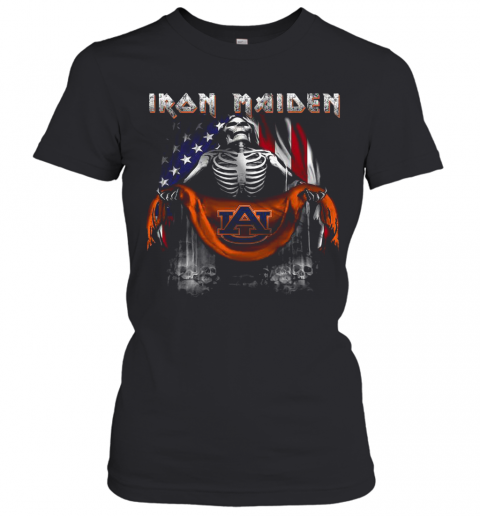 Skeleton Iron Maiden Auburn Logo American Flag Independence Day T-Shirt Classic Women's T-shirt