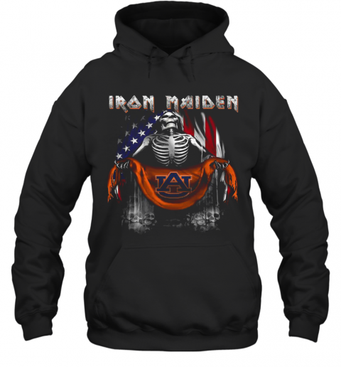 Skeleton Iron Maiden Auburn Logo American Flag Independence Day T-Shirt Unisex Hoodie