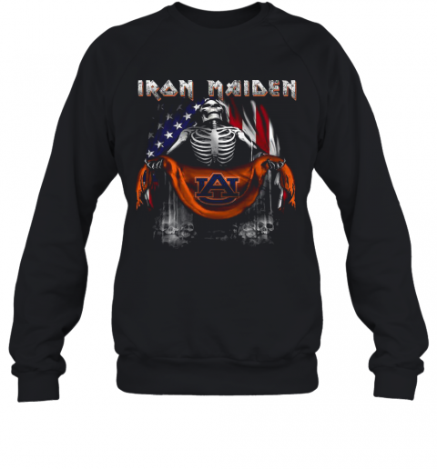Skeleton Iron Maiden Auburn Logo American Flag Independence Day T-Shirt Unisex Sweatshirt