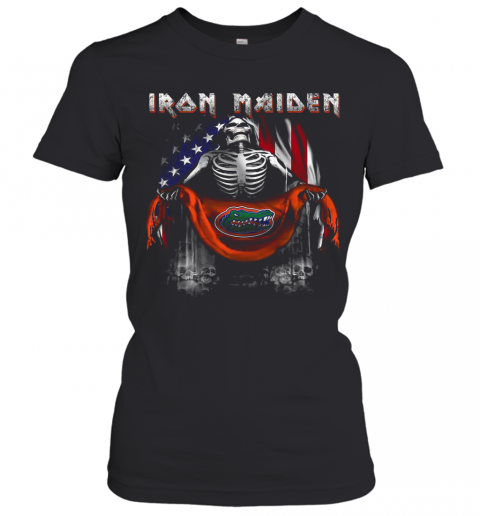 Skeleton Iron Maiden Florida Gators Logo American Flag Independence Day T-Shirt Classic Women's T-shirt