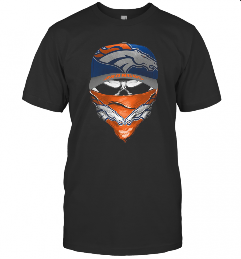Skull Face Mask Denver Broncos Logo T-Shirt