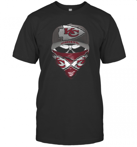 Skull Face Mask Kansas City Chiefs Logo T-Shirt