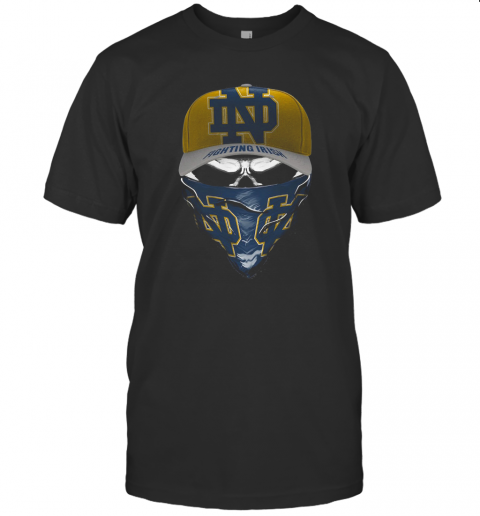 Skull Face Mask Notre Dame Fighting Irish Logo T-Shirt