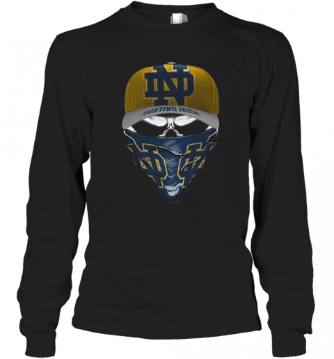 Skull Face Mask Notre Dame Fighting Irish Logo T-Shirt Long Sleeved T-shirt 