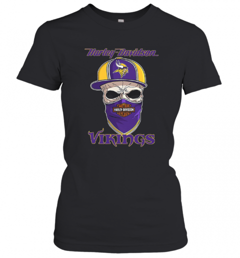Skull Harley Davidson Minnesota Vikings Hat T-Shirt Classic Women's T-shirt