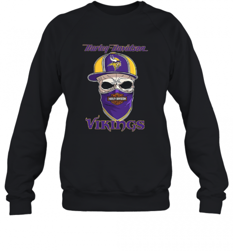 Skull Harley Davidson Minnesota Vikings Hat T-Shirt Unisex Sweatshirt