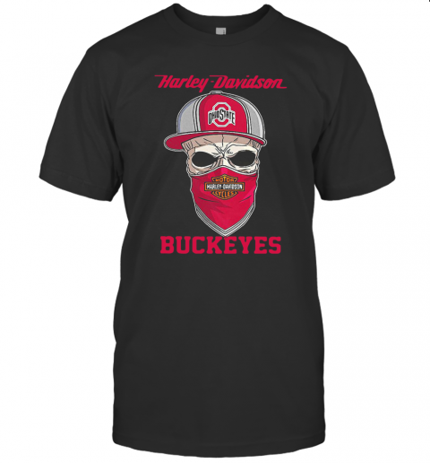 Skull Harley Davidson Ohio State Buckeyes Hat T-Shirt