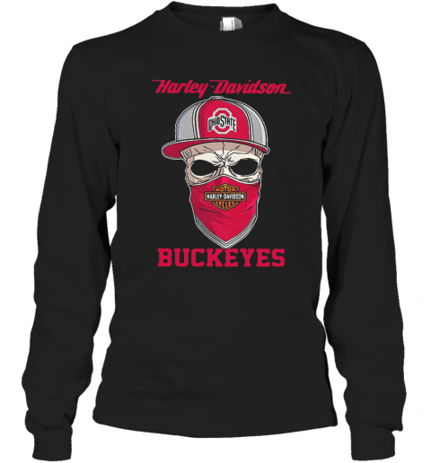 Skull Harley Davidson Ohio State Buckeyes Hat T-Shirt Long Sleeved T-shirt