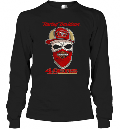 Skull Harley Davidson San Francisco 49Ers T-Shirt Long Sleeved T-shirt 