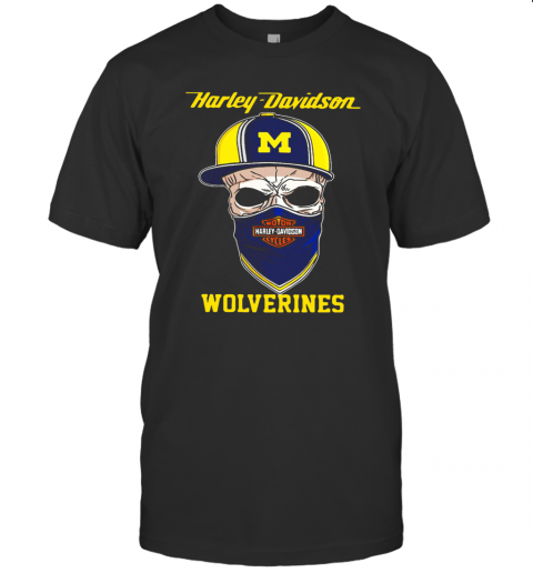 Skull Harley Davidson Wolverines Hat T-Shirt Classic Men's T-shirt