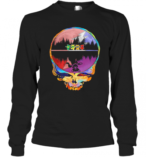 Skull Hippie Bear Water Reflection T-Shirt Long Sleeved T-shirt 