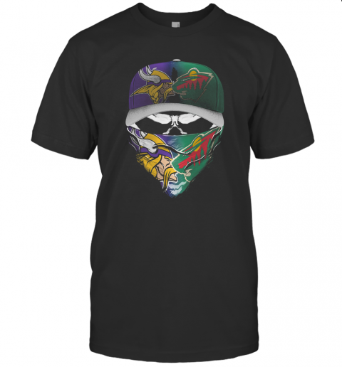 Skull Mask Minnesota Vikings And Minnesota Wild T-Shirt