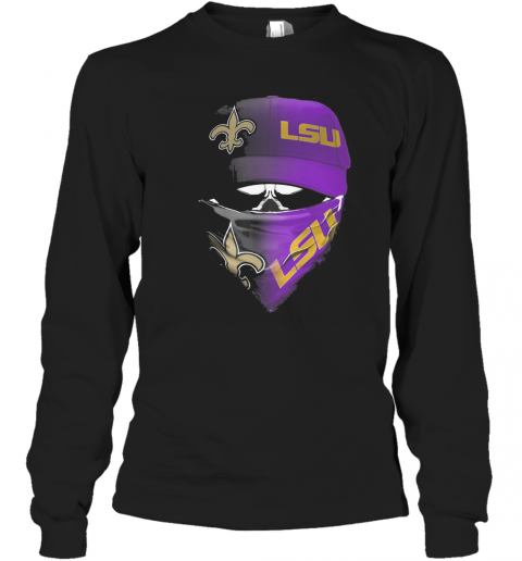 Skull Mask New Orleans Saints And LSU Tigers Football T-Shirt Long Sleeved T-shirt 
