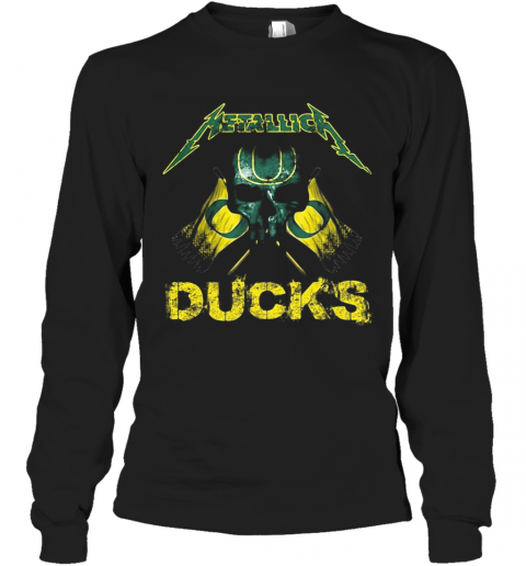 Skull Metallica Oregon Ducks Flag T-Shirt Long Sleeved T-shirt 