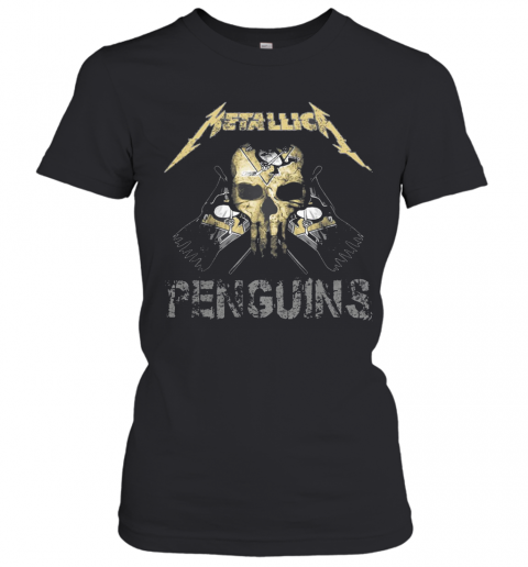 Skull Metallica Pittsburgh Penguins Flag T-Shirt Classic Women's T-shirt