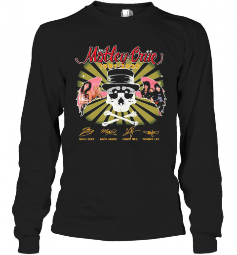 Skull Motley Crue 1981 2020 Band Members Signatures T-Shirt Long Sleeved T-shirt 